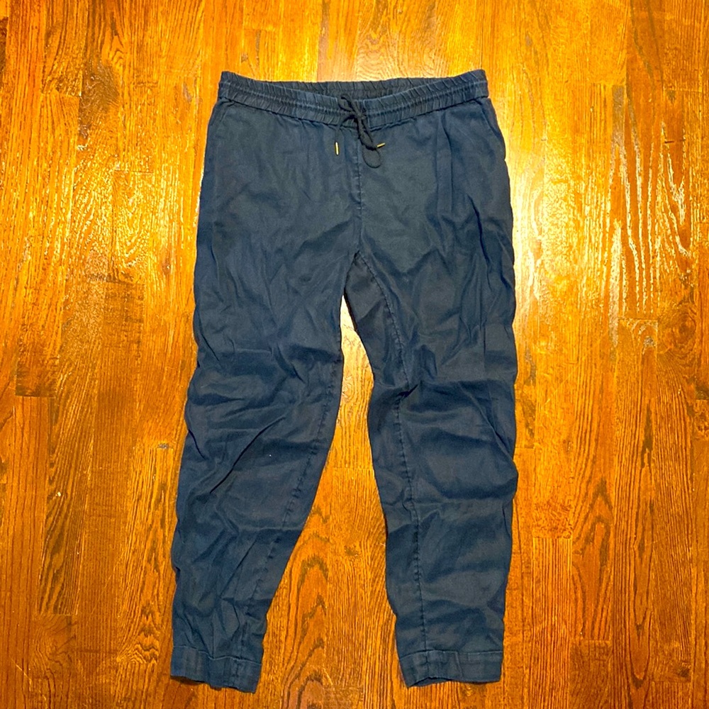 LOFT Black Linen Drawstring joggers